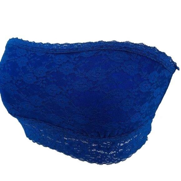 Victoria's Secret PINK Navy Blue Lace Bandeau Wire Free Medium - Picture 2 of 9